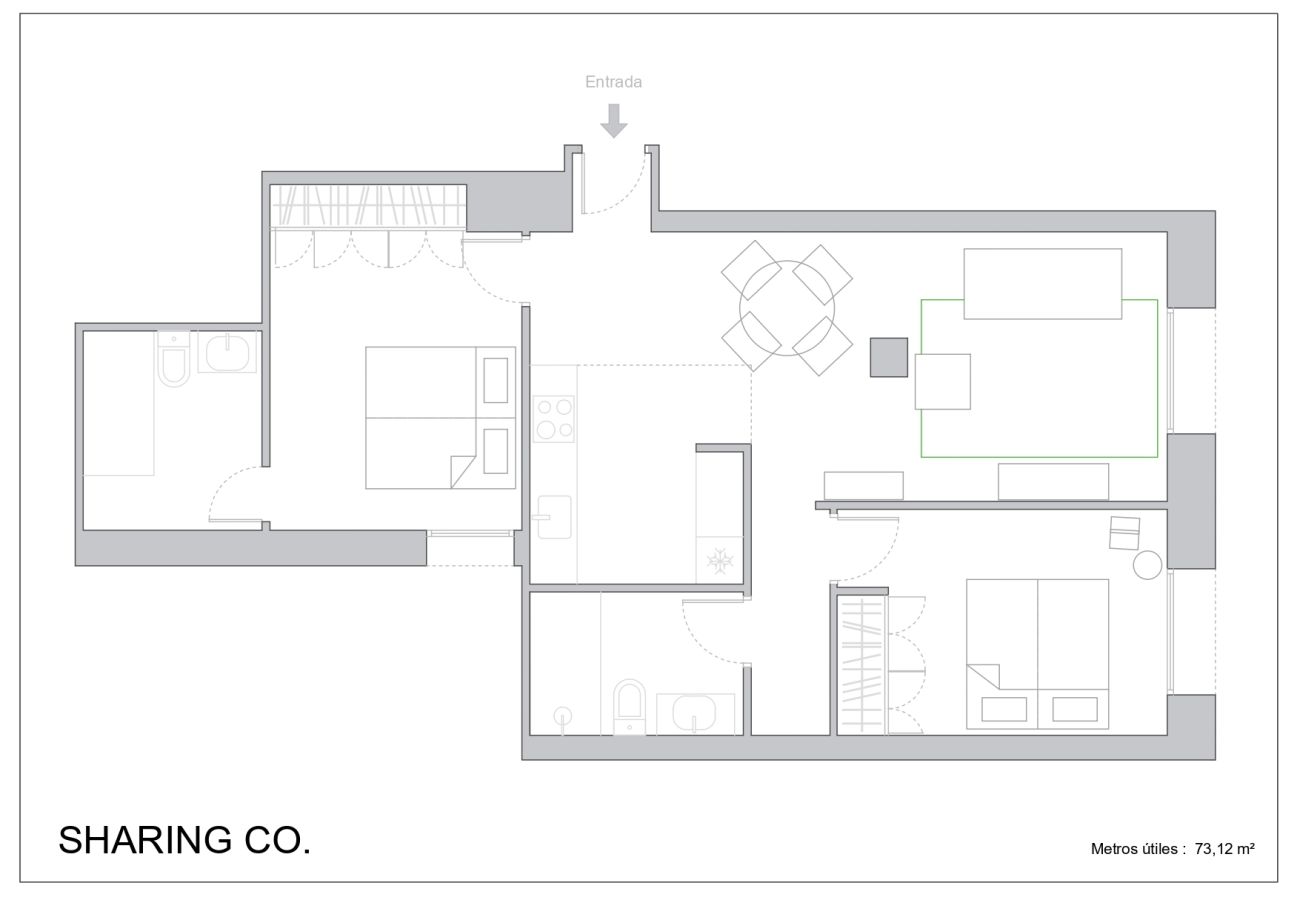 Apartamento en Madrid - Apartamento de 2 hab. en La Castellana Sharing Co.