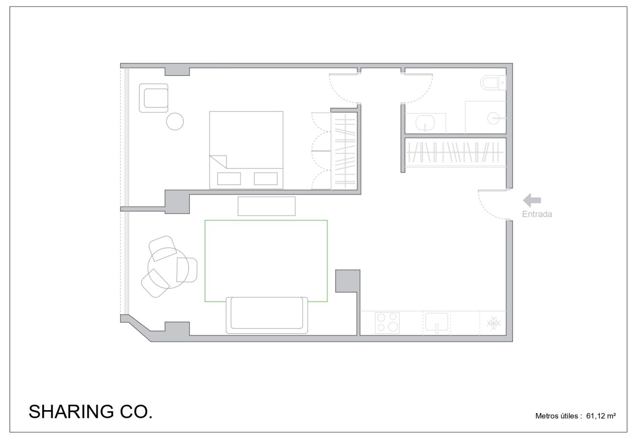 Apartamento en Madrid - Apartamento de 1 hab. en La Castellana Sharing Co.