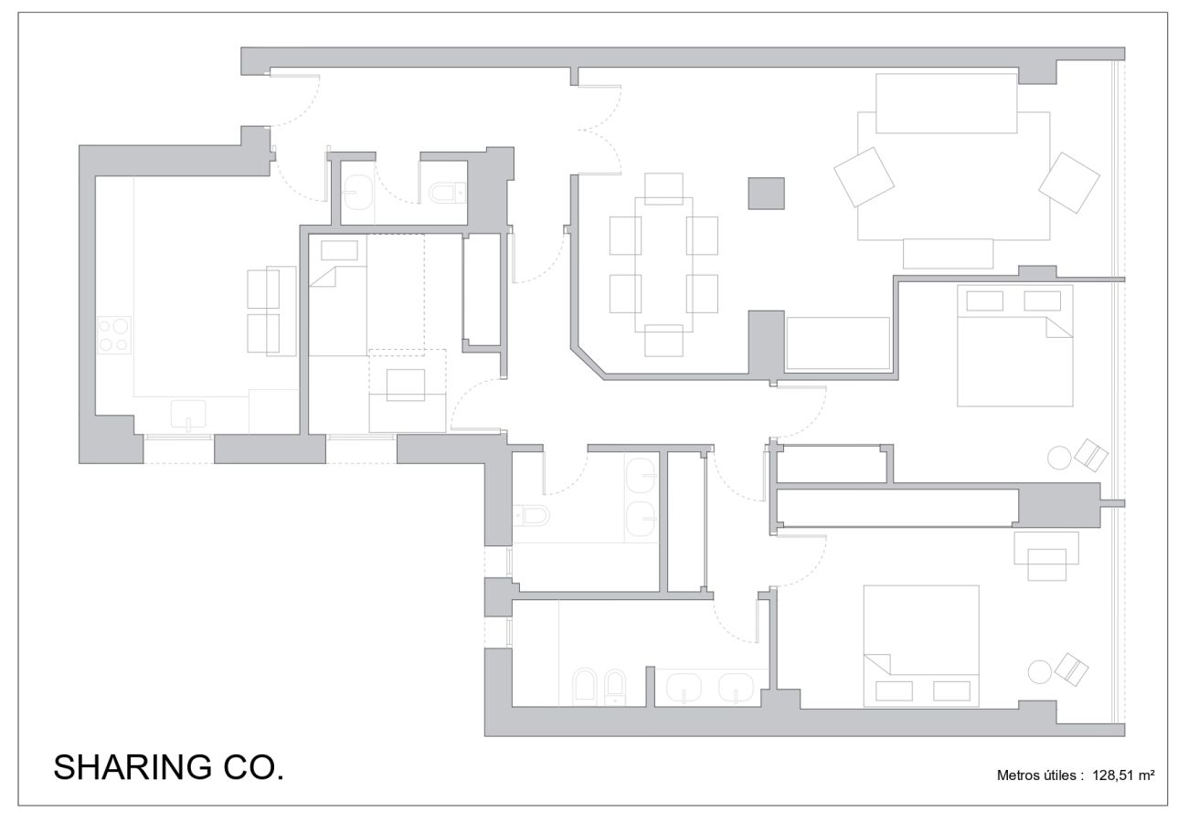 Apartment in Madrid - Apartamento 3 habitaciones en Chamartín Sharing Co    