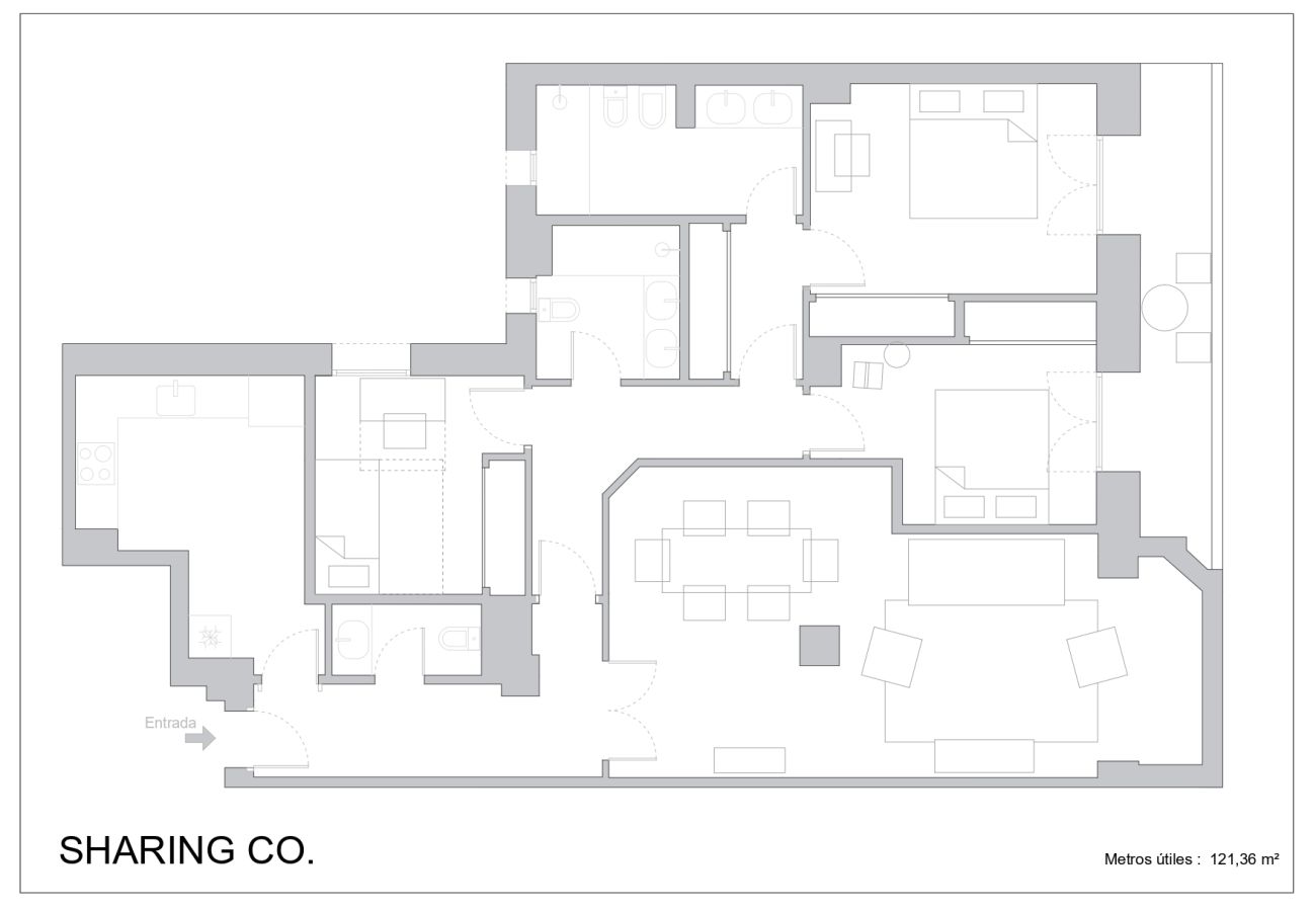 Apartment in Madrid - Apartamento 3 hab. en La Castellana Sharing Co    